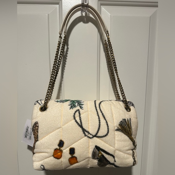 NWT SAINT LAURENT Loulou Puffer Shoulder Bag Quilted Printed Terry Cloth Small - Picture 10 of 16